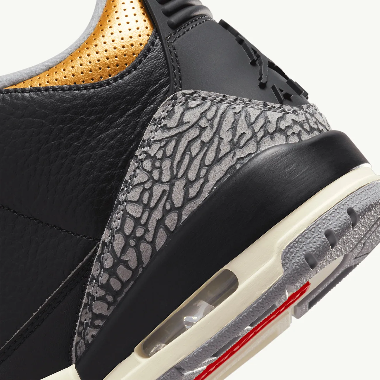 Women's Air Jordan 3 Retro - Black/Fire Red/Metallic Gold/Cement Grey