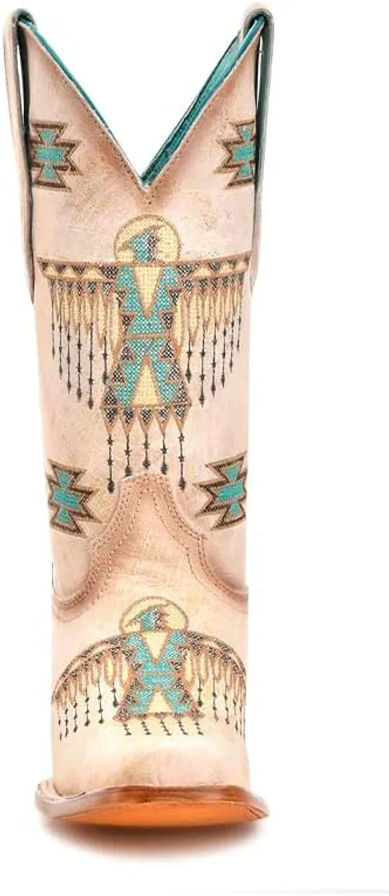 WOMEN'S Corral Boots White With Turquoise Embroidery - Z5219