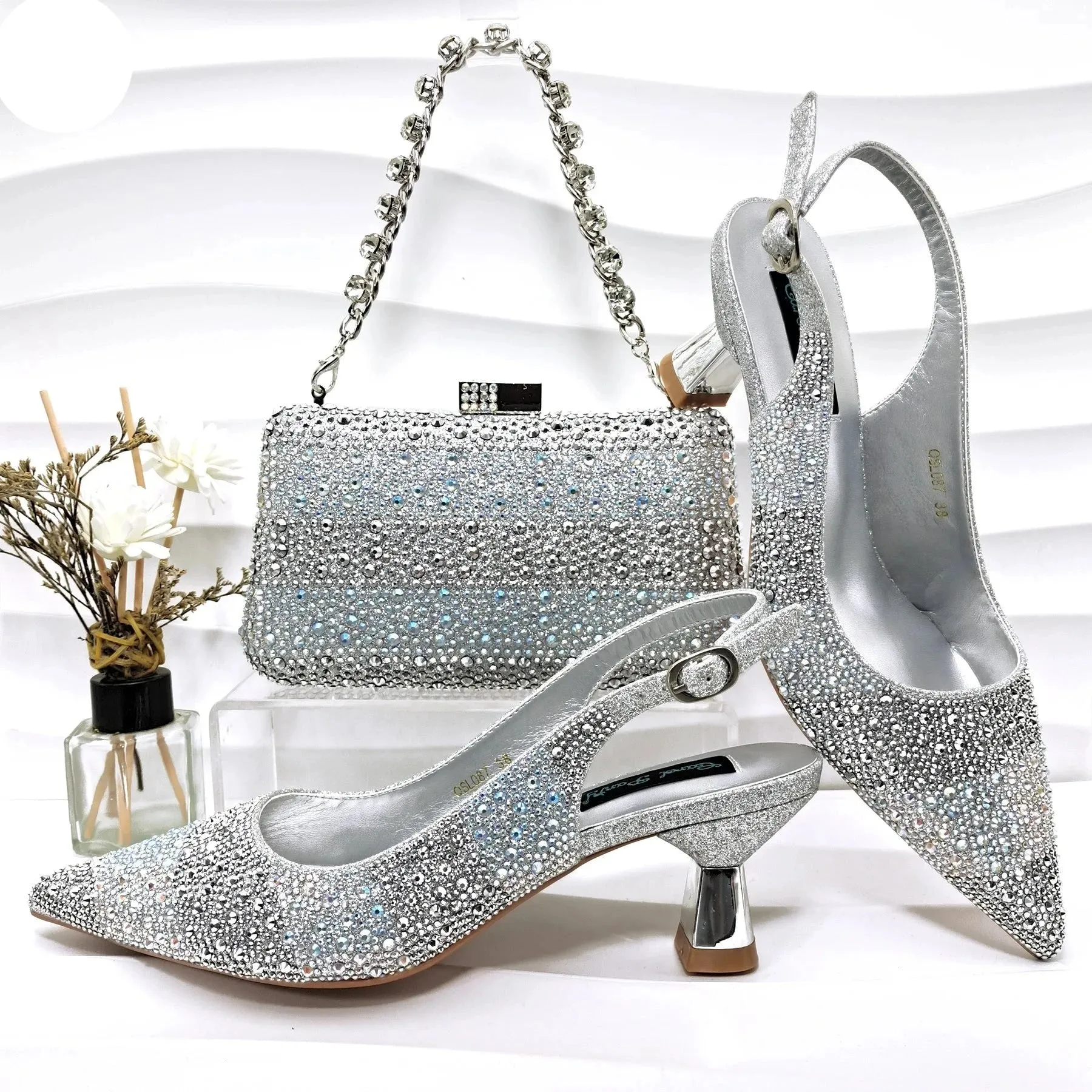 Women's Designer Italian Pumps and Matching Handbag Set