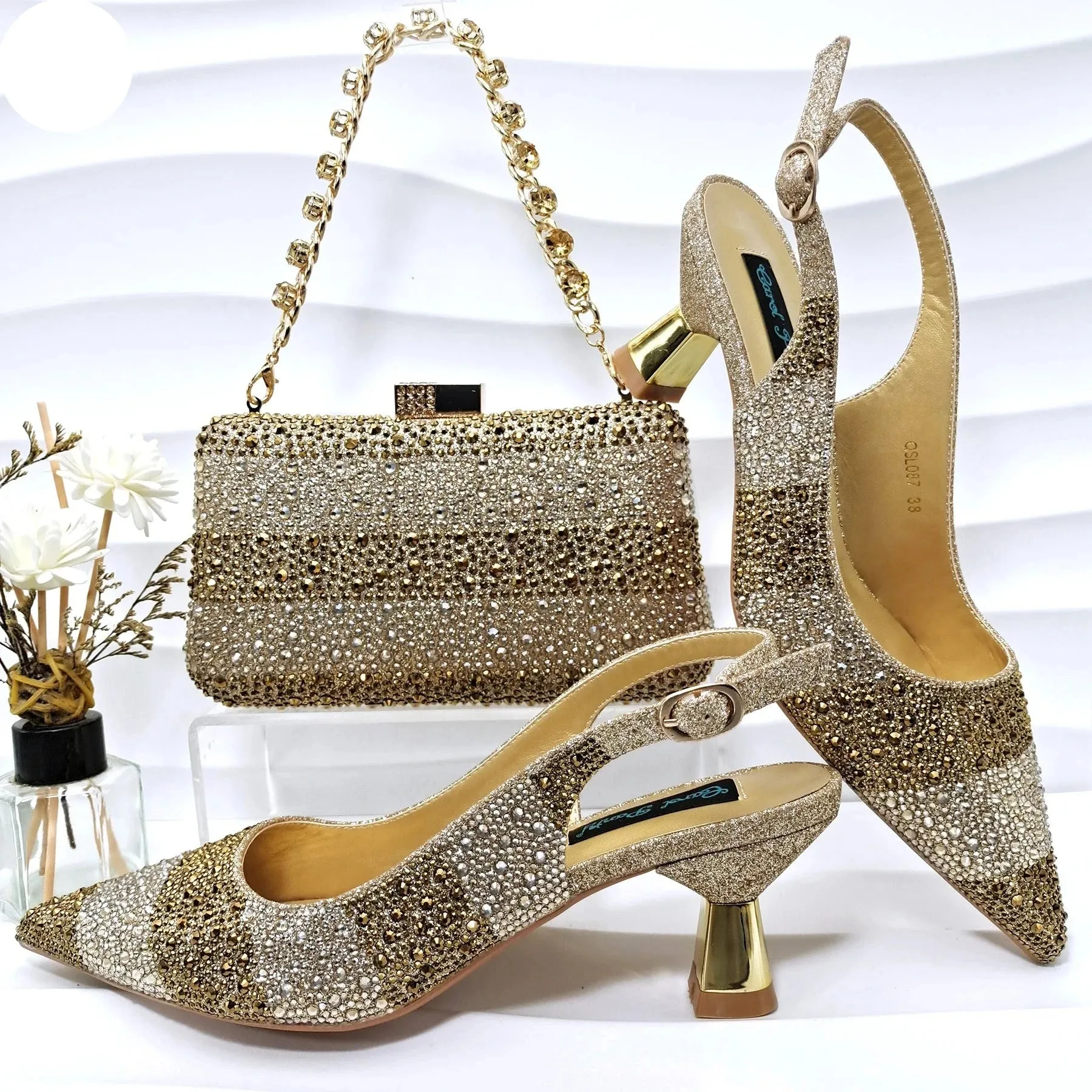 Women's Designer Italian Pumps and Matching Handbag Set