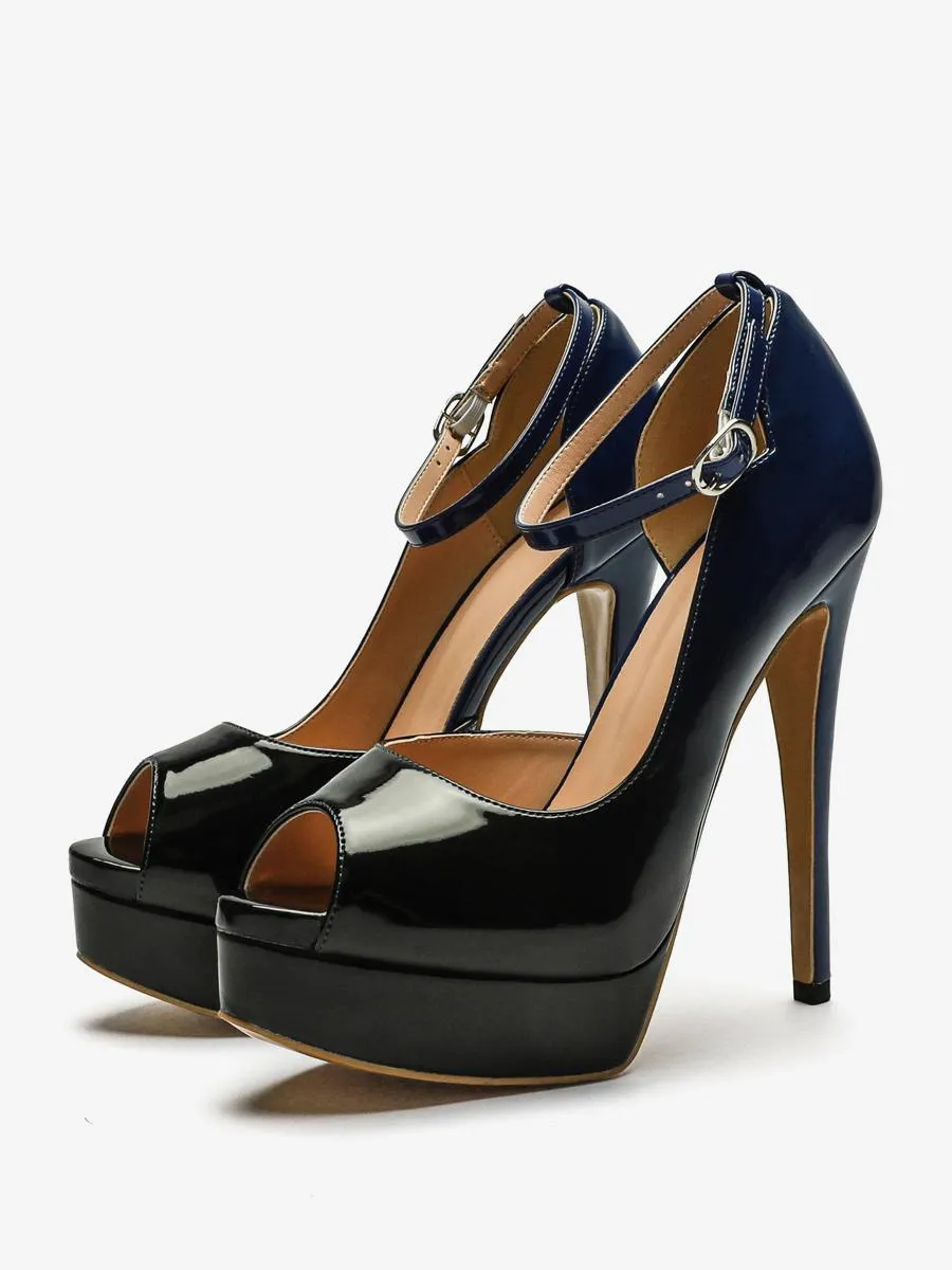 Chic Peep Toe Ankle Strap Platform Heels