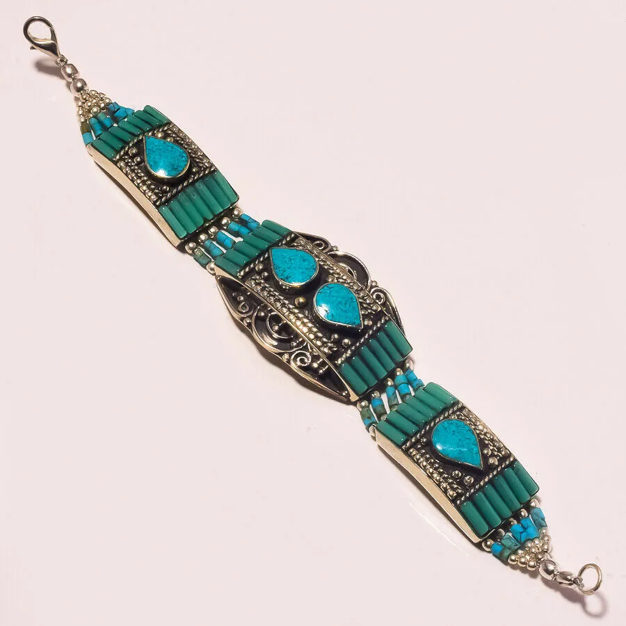 Womens Nepali Natural Turquoise Bracelet