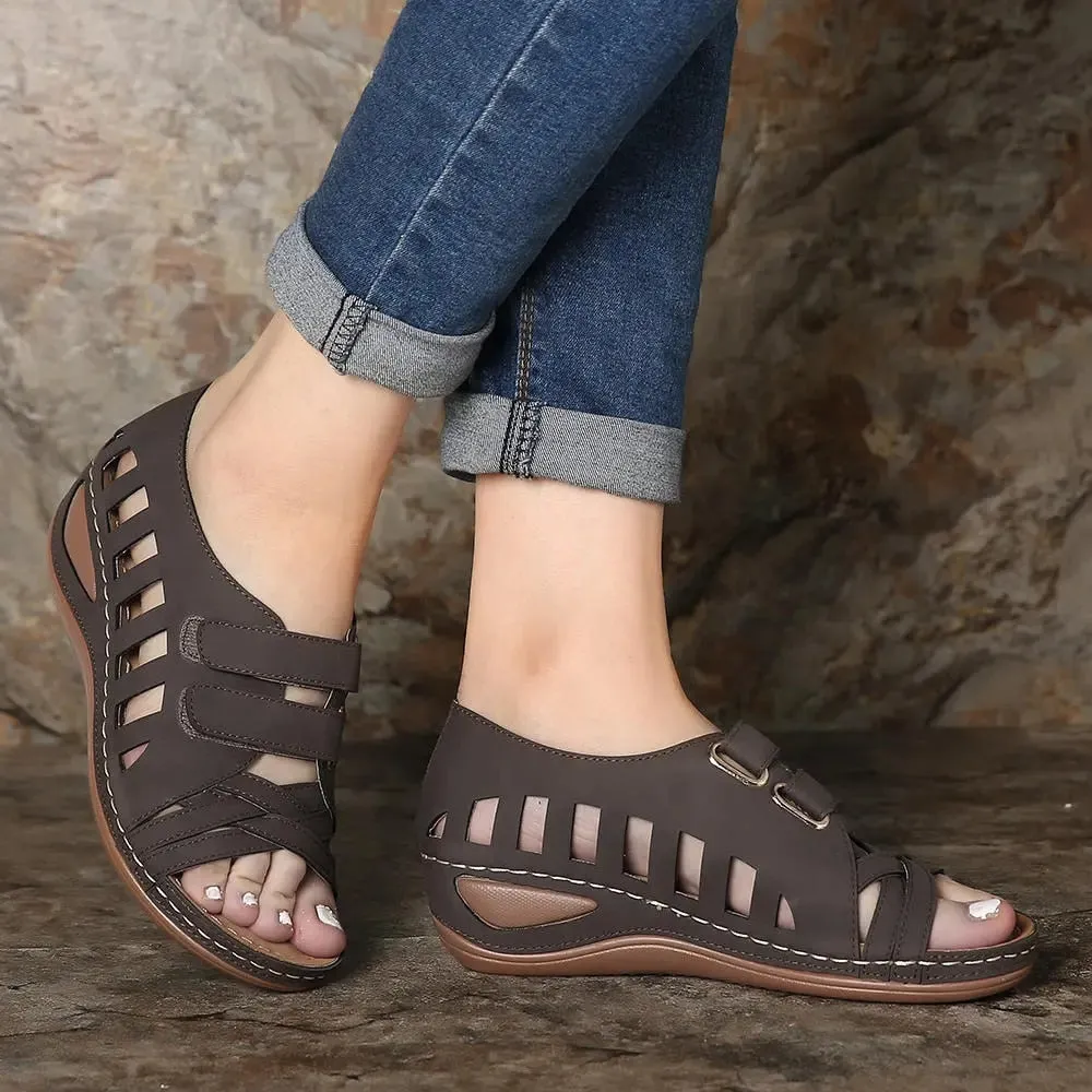 Women's Vegan Leather Slip-On Flat Sandals - Summer Fashion Handmade