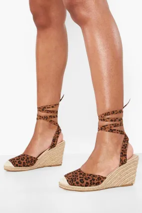 Wrap Up Leopard Espadrille Wedges