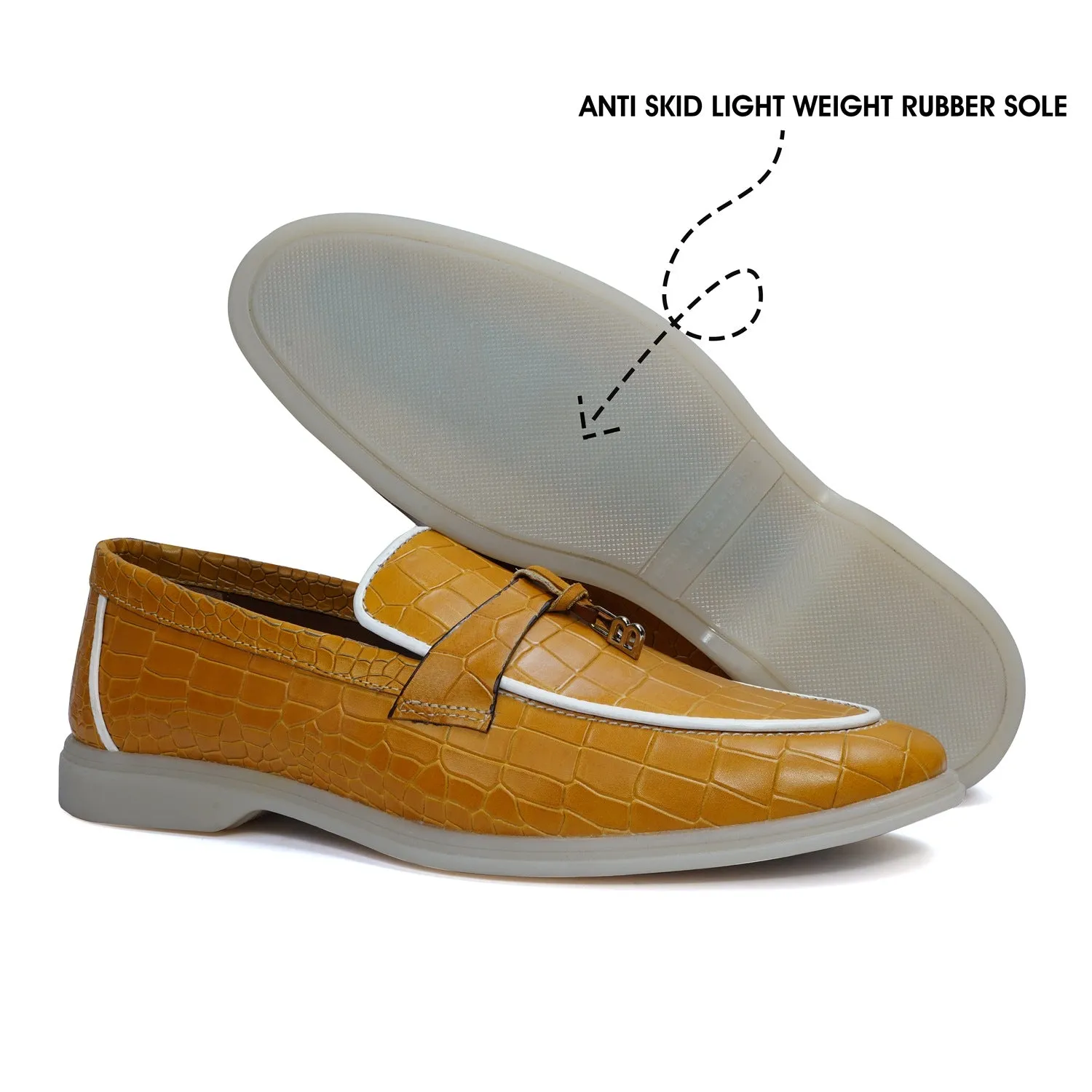 Yellow Yacht Shoes in Deep Cut Leather