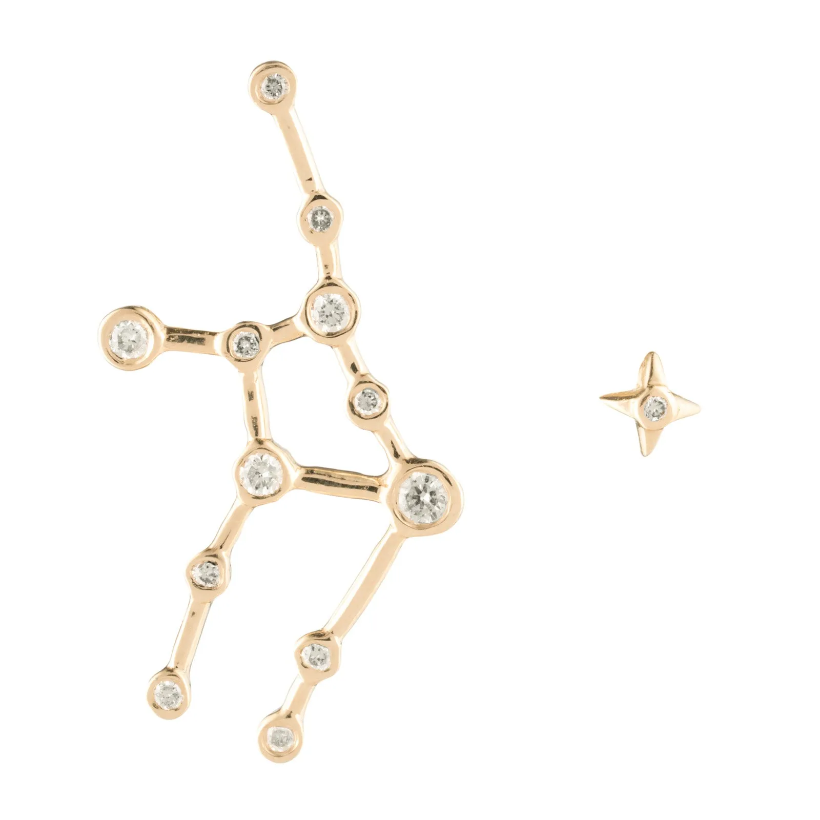 Zodiacs 14K & Diamond Virgo + Earth Stud Set